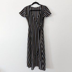 Socialite Pinstriped Wrap Dress